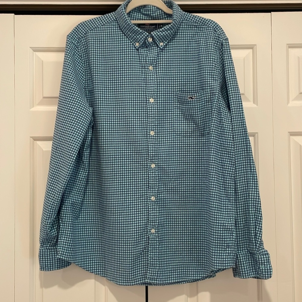 Vineyard Vines soft flannel button down checked shirt.